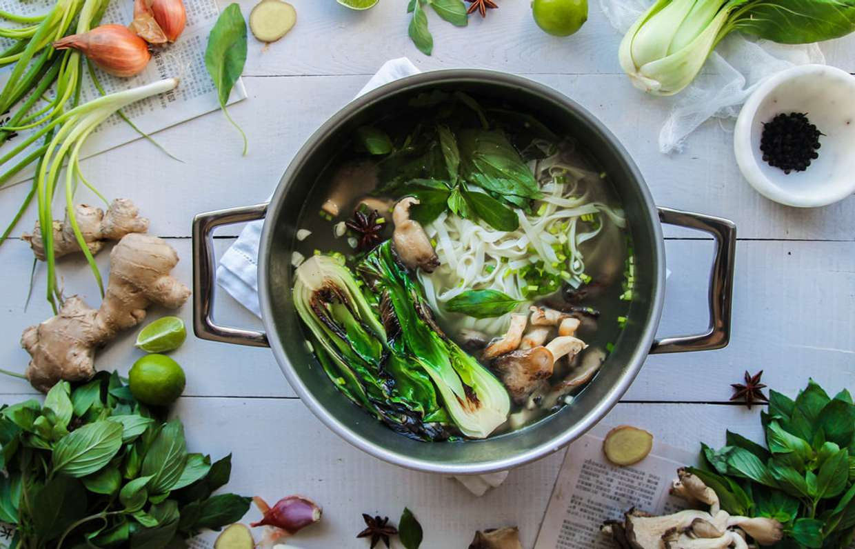 Тайская лапша с вешенками